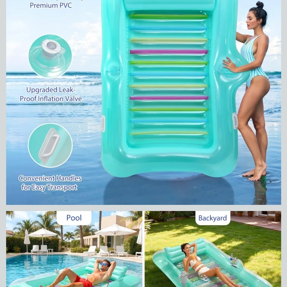 Inflatable Pool Lounge with Striped Design - Picture 5 of 6